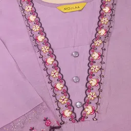 MOJILAA Floral Embroidered Regular Beads and Stones Kurta with Trouser & Dupatta image 4