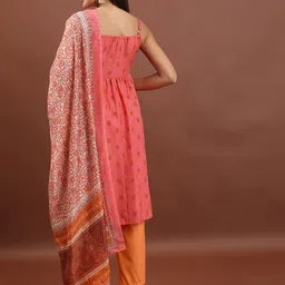 Vishudh Floral Printed A-Line Kurta with Palazzos & Dupatta image 4