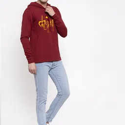 Friskers Men Maroon & Mustard Yellow Typography Printed T-shirt image 3