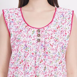 Breezly Pack Of 2 Floral Printed Sleeveless Pure Cotton Midi Nightdress image 3