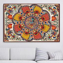 artociti Madhubani Multicolour Canvas Framed Spiritual Art Print-picture-43
