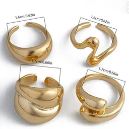 Jewels Galaxy Set Of 4 Gold Plated Midi Adjustable Finger Rings image 4