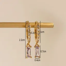 AQUASTREET 18K Gold Plated Waterproof, Anti-Tarnish Purple Zircon Drop Huggie Earrings image 5