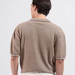 The Indian Garage Co Men Flat Knit Oversized Textutred T-Shirt image 2