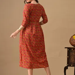 MURLI KURTI Ethnic Motifs Printed Round Neck Tie-Ups Maternity Maxi Ethnic Dress image 2