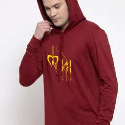 Friskers Men Maroon & Mustard Yellow Typography Printed T-shirt image 4