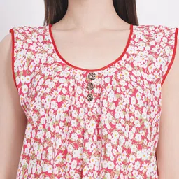 Breezly Pack Of 2 Floral Printed Sleeveless Pure Cotton Midi Nightdress image 3