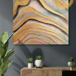 Art Street Gold-Coloured Abstract Handmade Original Wall Painting-image-0
