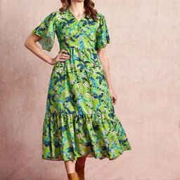 all about you Floral Print Flared Sleeve Fit & Flare Midi Dress image 1