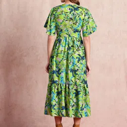 all about you Floral Print Flared Sleeve Fit & Flare Midi Dress image 4