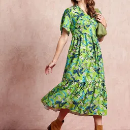 all about you Floral Print Flared Sleeve Fit & Flare Midi Dress image 5
