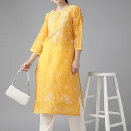 ADA Chikankari Embroidered Sustainable Cotton Kurta image 5