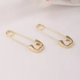 Shein Women Safety Pin Design Golden Studs Earrings-picture-16