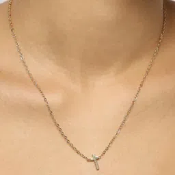 Shein Women Golden Pendant Necklace with Cross Charm-image-53