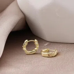 Shein Women Golden Wavy Design Hinge Clasp Hoop Earrings-picture-43
