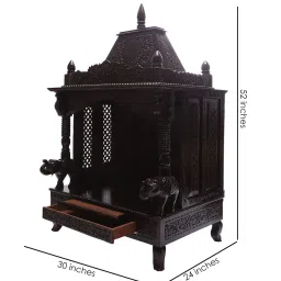 shilpi Black Sheesham Wood Floor Rested Mandir Without Door image 4