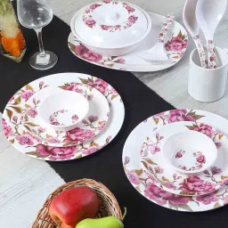 cdi Floral 33 Pcs White & Pink Melamine Dinnerware Set image 1