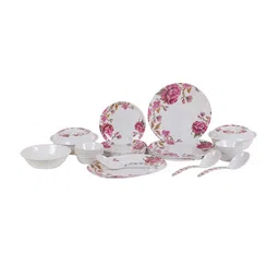 cdi Floral 33 Pcs White & Pink Melamine Dinnerware Set image 2