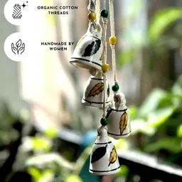 gathari Yellow Macrame Symphony Mini Ceramic Bells (Set of 4) image 5