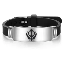 m men style Religious Sikh Sardar Punjabi Stainless Steel Silicone Wrist Bangle Bracelet For Men/Boys Unisex Favors Supplies image 1