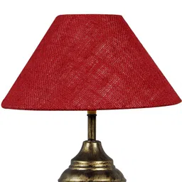 Brown Natural Fiber Shade Table Lamp With Antique Base By Foziq image 5