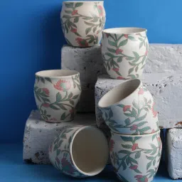 miah decor Marc 170ml Cream (Set of 6) Ceramic Tea Khullad image 1