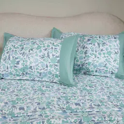 maspar Blue Fruit Print 200 TC Cotton King Size Bed Sheet with 2 Pillow Covers Sensory Bloom Collection image 2