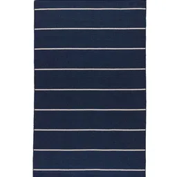Blue Wool Stripes 5 x 8 Feet Hand Woven Carpet by Jaipur Rugs image 2