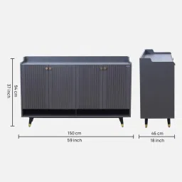 crystal furnitech Luxora 4 Door Shoe cabinet In Dark Grey Color image 2