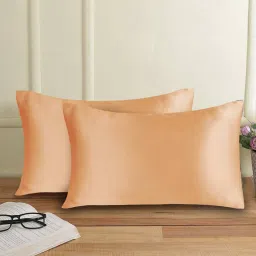 the conversion Brown Solid 210TC Satin 17 x 27 Inches Pillow Covers (Set of 2) image 1