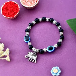 Sangria Silver Elephant Wraparound Rakhi With Greeting Card & Roli Chawal-picture-10