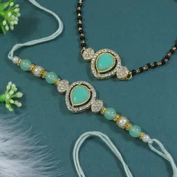 I Jewels Set Of 2 Bhaiya Bhabhi Embellished Rakhi With Roli Chawal & Card-picture-32