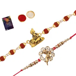 Silver Shine 2 Rakhi With Roli Chawal and Greeting Card-picture-22