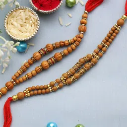 Aapno Rajasthan Set Of 2 Beaded Rakhis With Rholi Chawal & Greeting Card-picture-38