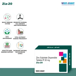 WEST-COAST Zia-20 Zinc Sulphate Dispersible Tablets 20mg – 10 x10 Tablets image 4