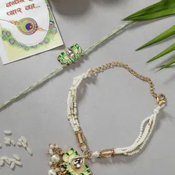 NVR Set of 2 Kundan-Studded & Beaded Wraparound Rakhis With Roli Chawal-picture-40