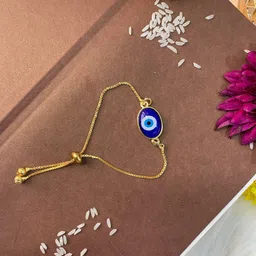 I Jewels Men Enamel Evil Eye Rakhi Hanging Lumba Rakhi With Roli & Chawal-picture-19
