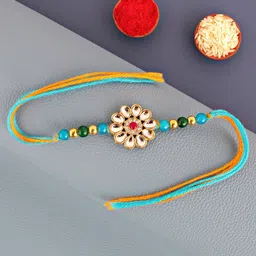 LUCKY JEWELLERY Charm Detail Rakhi With Roli & Chawal-picture-35