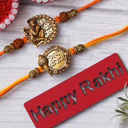 eCraftIndia Unisex Set of 2 Jai Shri Ram with Mace & Lord Hanuman Religious Rakhi-picture-18