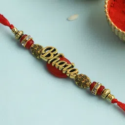Aapno Rajasthan Beaded & Stone Studed Rakhi With Roli Chawal & Greeting Card-picture-58