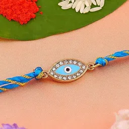 Estele Gold-Plated Evil Eye Crystals-Studded Rakhi image 1