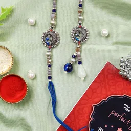 TIED RIBBONS Set of 2 Designer Peacock Bhaiya Bhabhi Rakhi with Greeting Card-picture-24
