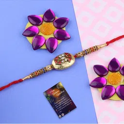 Silver Shine Set Of 2 Rakhi with Roli Chawal Greeting Card-picture-34