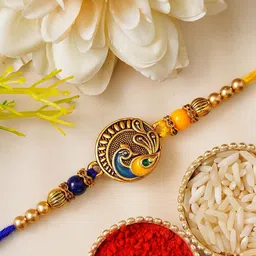 eCraftIndia Peacock Designer Beaded Rakhi With Roli Chawal-picture-22
