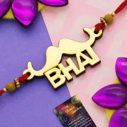 Silver Shine Gold-Toned 1 Rakhi 1 Bhabhi Rakhi With Roli Chawal Greeting Card-picture-42