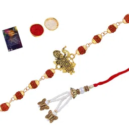 Silver Shine Unisex Set Of 2 Rakhi With Roli Chawal And Greeting Card-picture-15