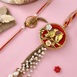 Anouk Set Of 2 Rakhi With Roli, Chawal & Greeting Cards.-picture-47