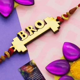 Silver Shine Gold-Toned 1 Rakhi 1 Bhabhi Rakhi With Roli Chawal and Greeting Card-picture-26