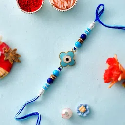 Sangria Enameled Magical Nazar Rakhi With Greeting Card & Roli Chawal-picture-18