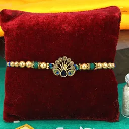 TIED RIBBONS Peacock Rakhi With Roli Chawal & Greeting Card-picture-12